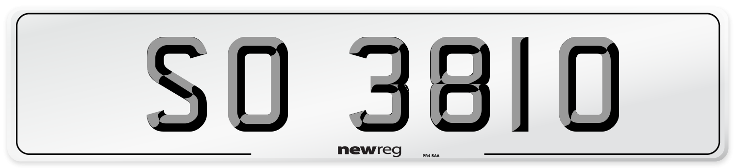 SO 3810 Number Plate from New Reg